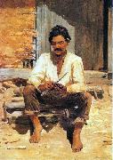 Jose Ferraz de Almeida Junior Caipira Chopping Tobacco oil painting artist